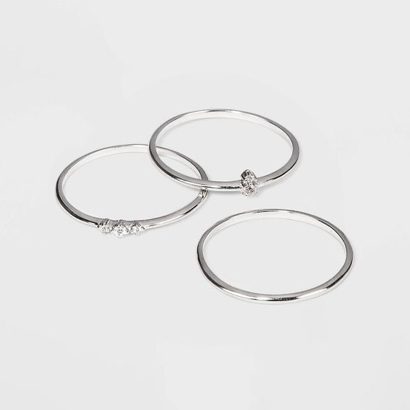 Sterling Silver with Cubic Zirconia Stacking Rings - Picture 2 of 2